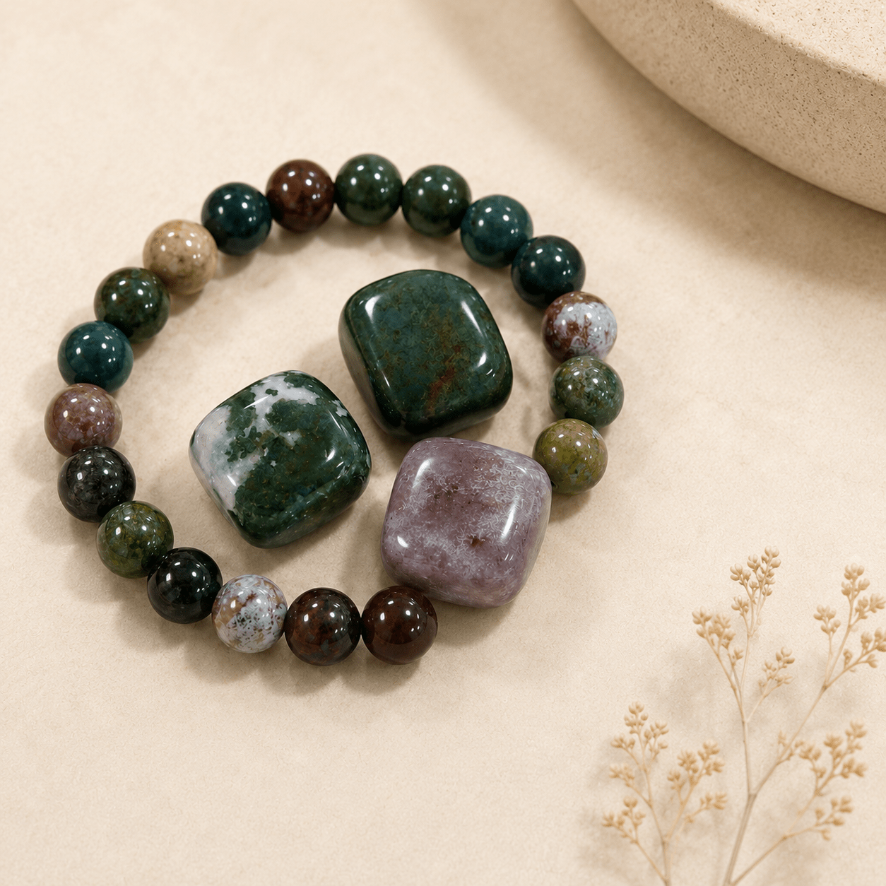 4pc Multicolor Elastic Bead Bracelet Set
